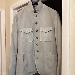 John Varvatos gray goatskin jacket.